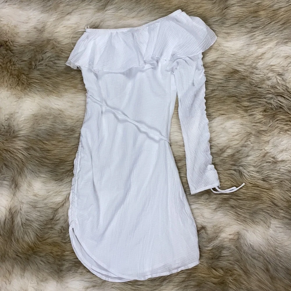 Suboo One-Shoulder Ruffle Mini Dress, Size Small - Picture 13 of 13
